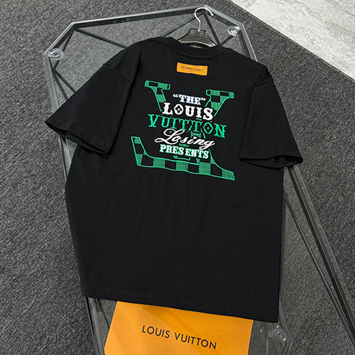 ルイヴィトン前後インポート立体刺繍半袖Tシャツ