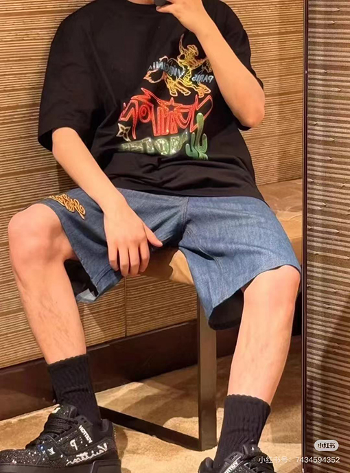ルイヴィトンカラーグラデーションデジタルプリント半袖Tシャツ