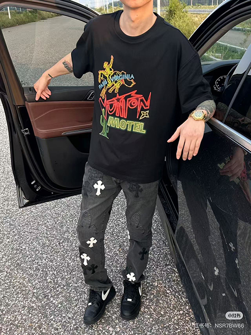 ルイヴィトンカラーグラデーションデジタルプリント半袖Tシャツ