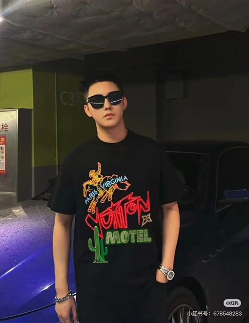 ルイヴィトンカラーグラデーションデジタルプリント半袖Tシャツ