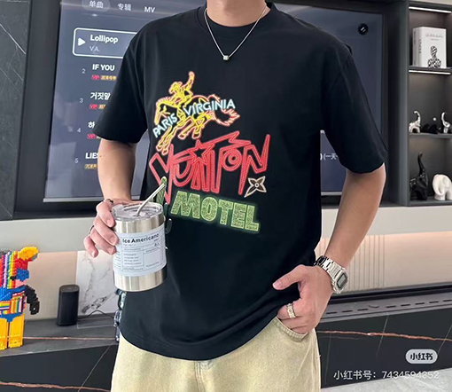 ルイヴィトンカラーグラデーションデジタルプリント半袖Tシャツ