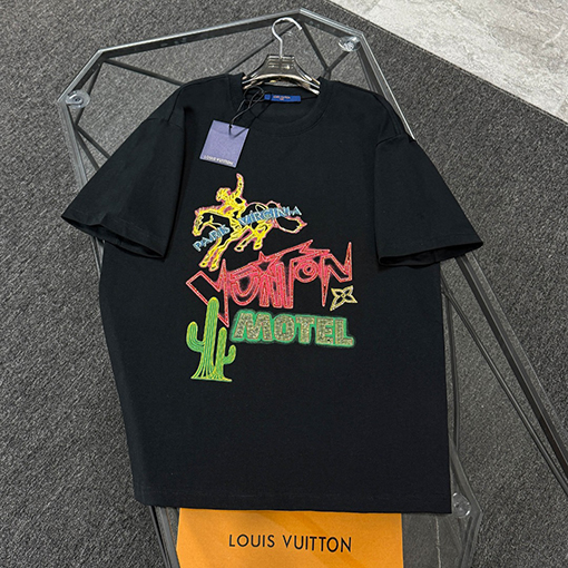 ルイヴィトンカラーグラデーションデジタルプリント半袖Tシャツ