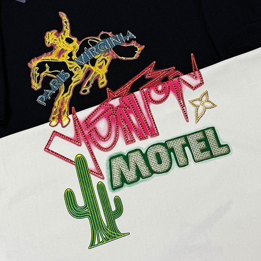 ルイヴィトンカラーグラデーションデジタルプリント半袖Tシャツ