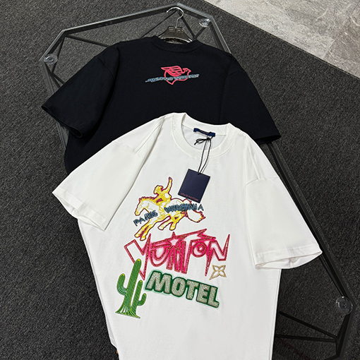 ルイヴィトンカラーグラデーションデジタルプリント半袖Tシャツ
