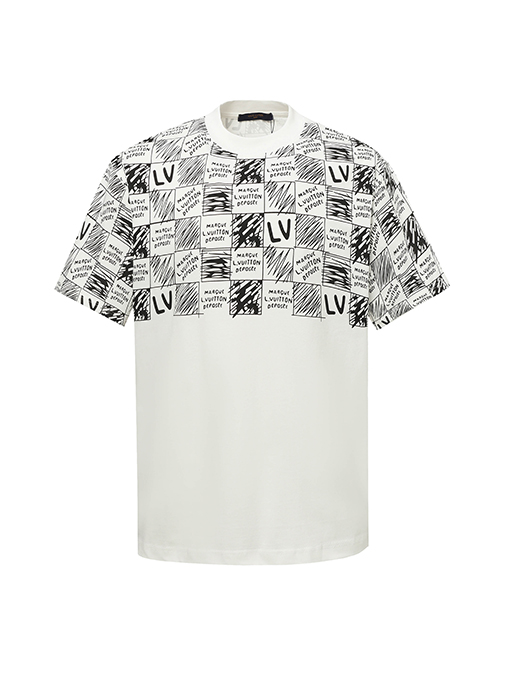 ルイヴィトングラデーションチェッカープリント半袖Tシャツ