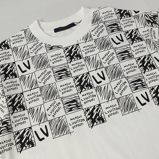 ルイヴィトングラデーションチェッカープリント半袖Tシャツ