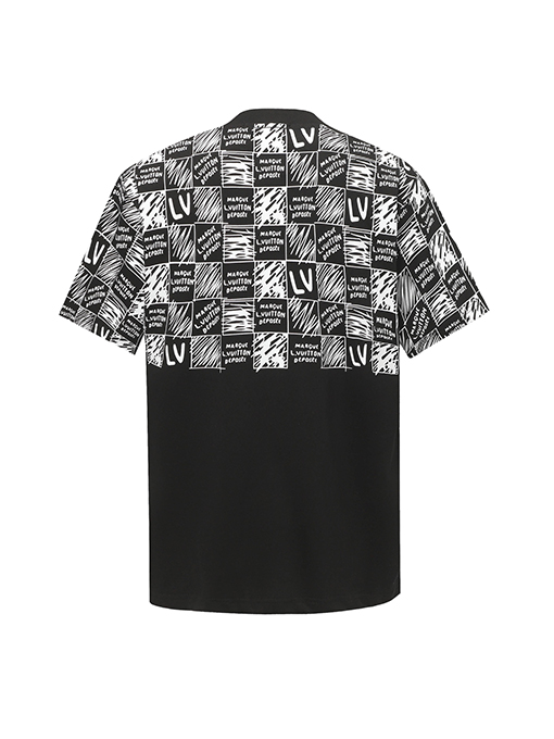 ルイヴィトングラデーションチェッカープリント半袖Tシャツ