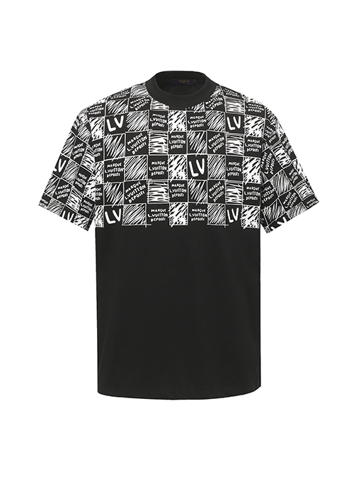 ルイヴィトングラデーションチェッカープリント半袖Tシャツ
