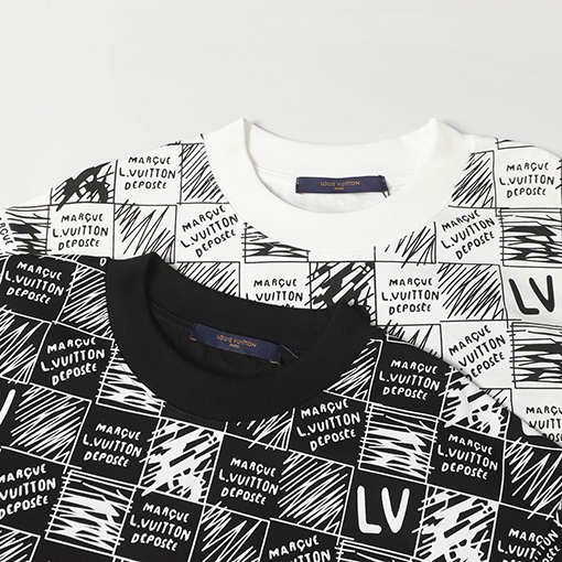 ルイヴィトングラデーションチェッカープリント半袖Tシャツ