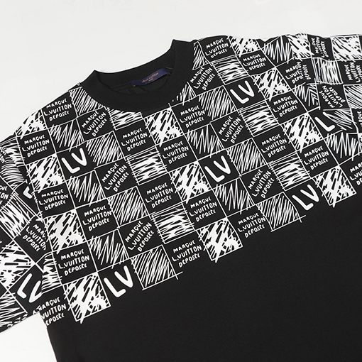 ルイヴィトングラデーションチェッカープリント半袖Tシャツ