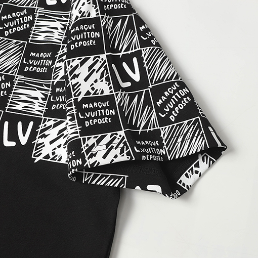 ルイヴィトングラデーションチェッカープリント半袖Tシャツ