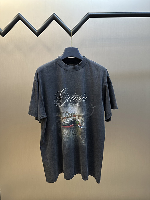 バレンシアガ 帆船プリント 半袖Tシャツ