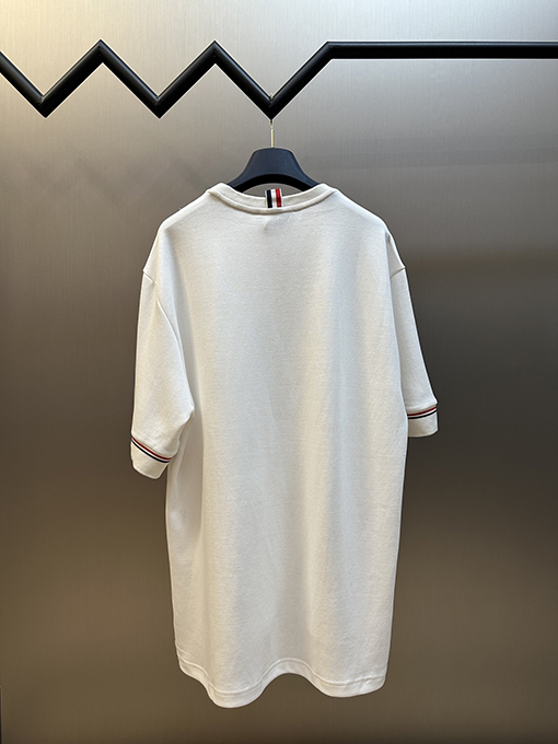 トムブラウンコピータグデザイン コットン半袖Tシャツ