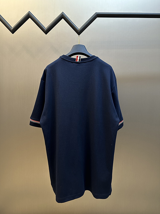 トムブラウンコピータグデザイン コットン半袖Tシャツ