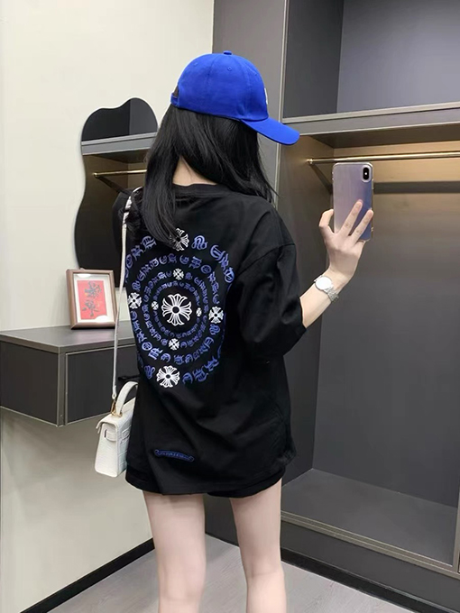クロムハーツ プリント刺繍ロゴ クルーネック半袖Tシャツ