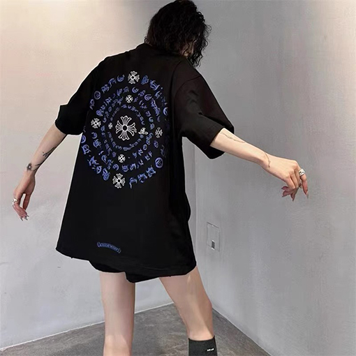 クロムハーツ プリント刺繍ロゴ クルーネック半袖Tシャツ