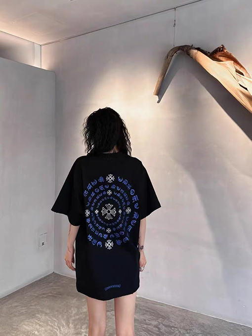 クロムハーツ プリント刺繍ロゴ クルーネック半袖Tシャツ