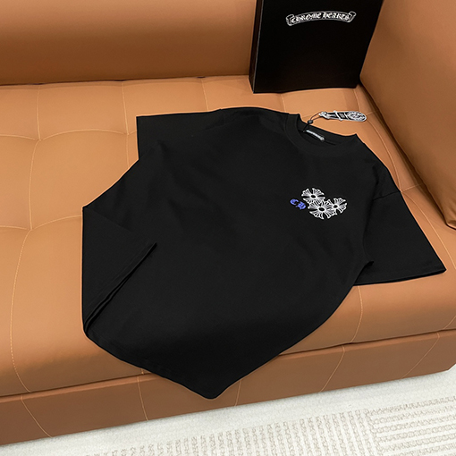 クロムハーツ プリント刺繍ロゴ クルーネック半袖Tシャツ