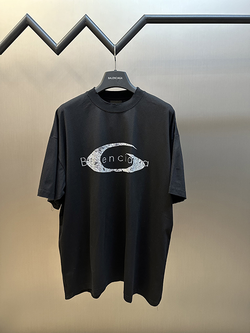 バレンシアガプリント半袖Tシャツ