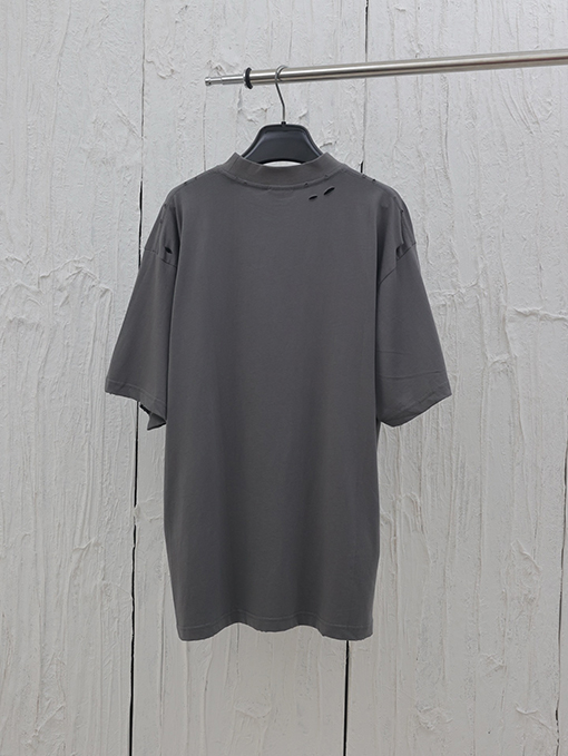 バレンシアガヒューマンシリーズアルファベット破壊不規則裾半袖Tシャツ