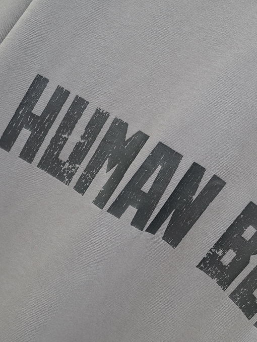 バレンシアガヒューマンシリーズアルファベット破壊不規則裾半袖Tシャツ