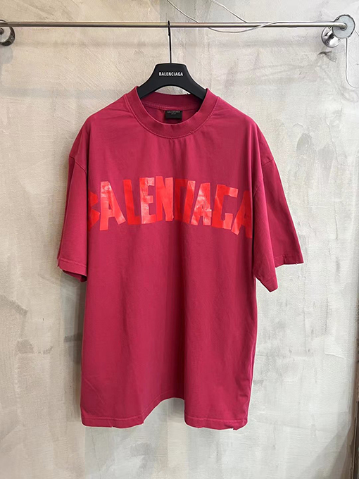 バレンシアガ洗濯してテープを切ってプリントした半袖Tシャツ