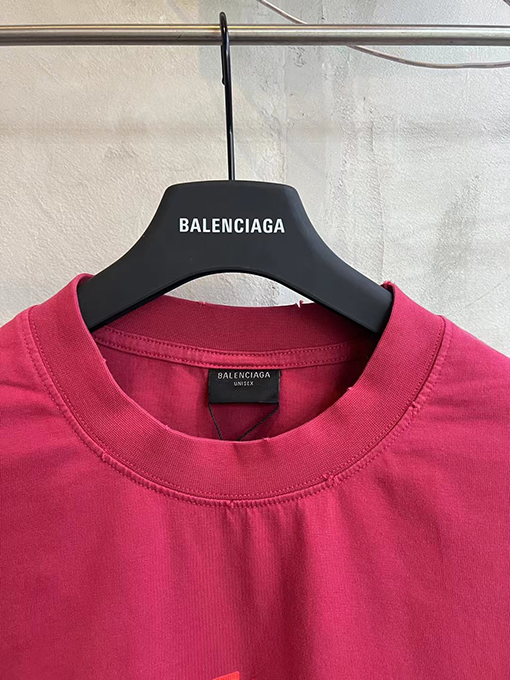 バレンシアガ洗濯してテープを切ってプリントした半袖Tシャツ