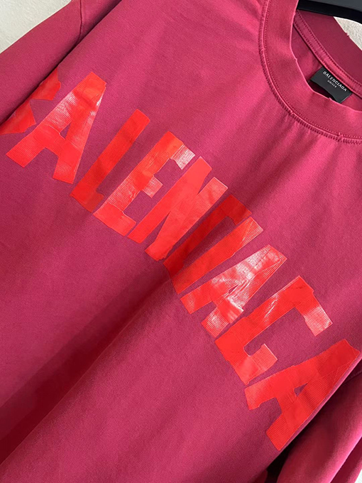 バレンシアガ洗濯してテープを切ってプリントした半袖Tシャツ