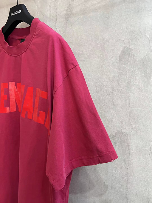 バレンシアガ洗濯してテープを切ってプリントした半袖Tシャツ