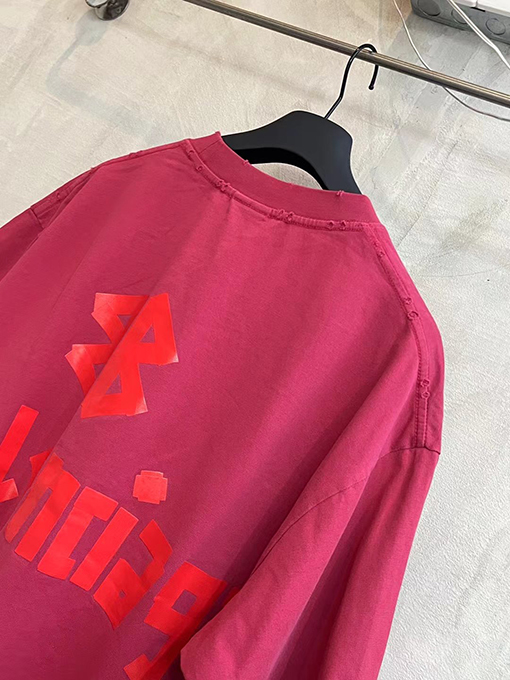 バレンシアガ洗濯してテープを切ってプリントした半袖Tシャツ