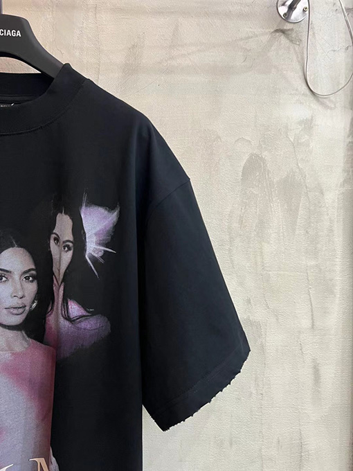 バレンシアガ通気性のあるプリント半袖Tシャツ
