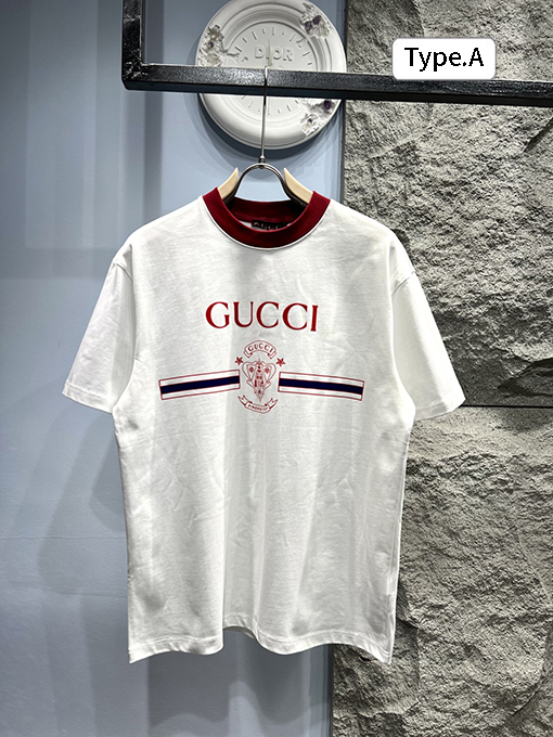 グッチワッペンロゴ付きクルーネック半袖Tシャツ