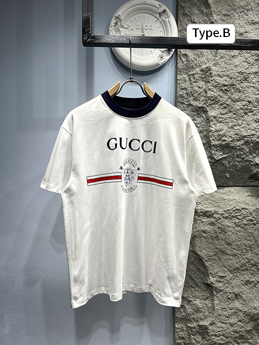 グッチワッペンロゴ付きクルーネック半袖Tシャツ
