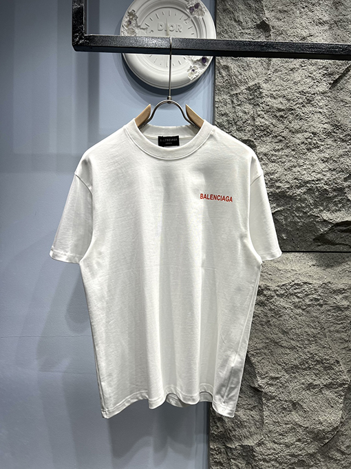 バレンシアガバイカラー英字ロゴ半袖Tシャツ