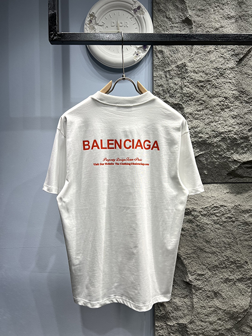 バレンシアガバイカラー英字ロゴ半袖Tシャツ
