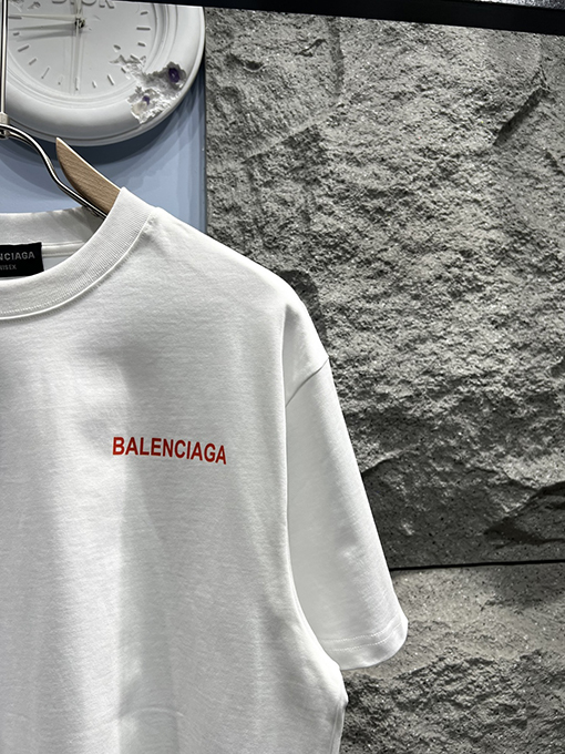 バレンシアガバイカラー英字ロゴ半袖Tシャツ