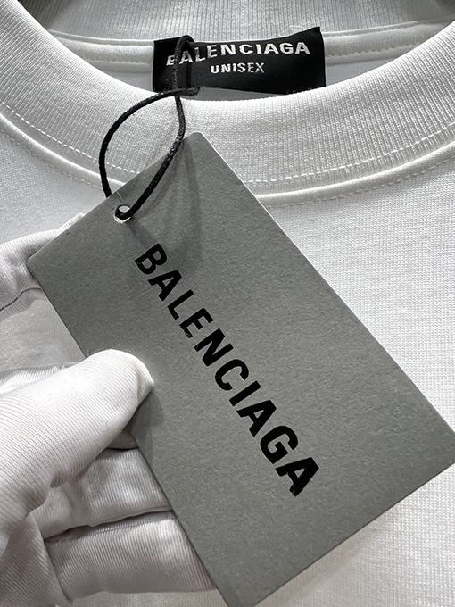 バレンシアガバイカラー英字ロゴ半袖Tシャツ