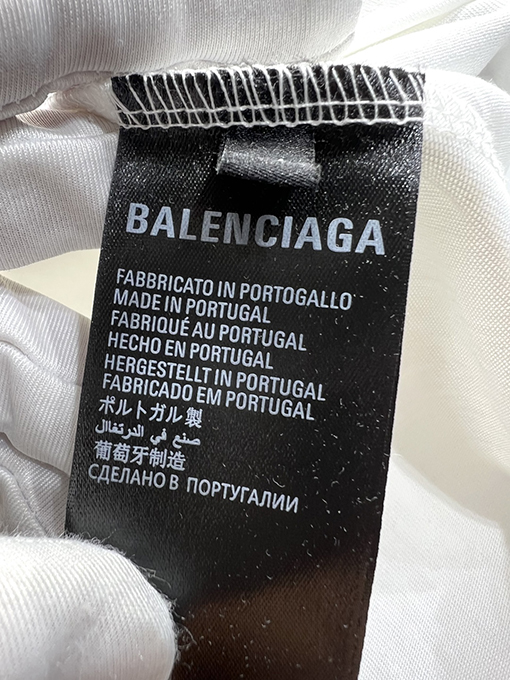 バレンシアガバイカラー英字ロゴ半袖Tシャツ