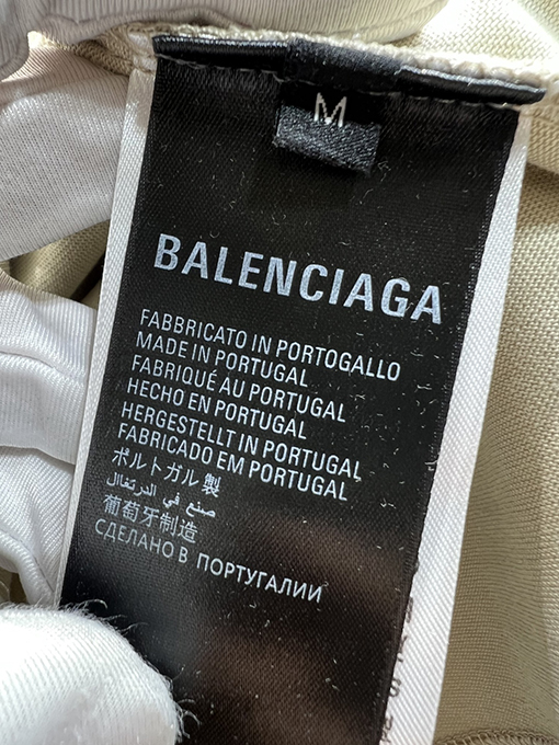 バレンシアガバイカラー英字ロゴ半袖Tシャツ