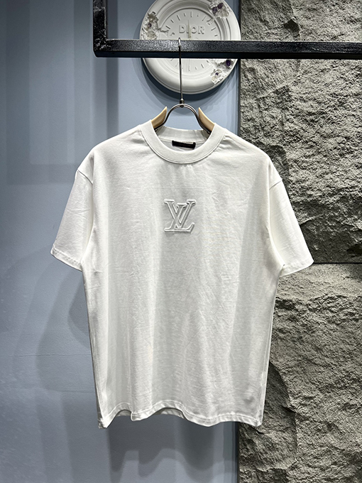 ルイヴィトンコピー新しい布刺繍ロゴ半袖Tシャツ