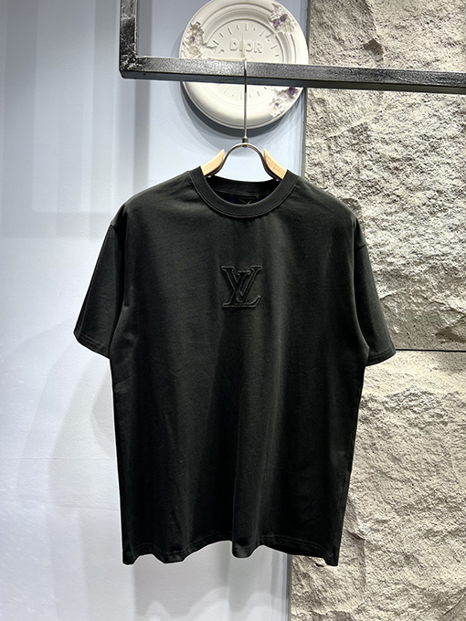 ルイヴィトンコピー新しい布刺繍ロゴ半袖Tシャツ