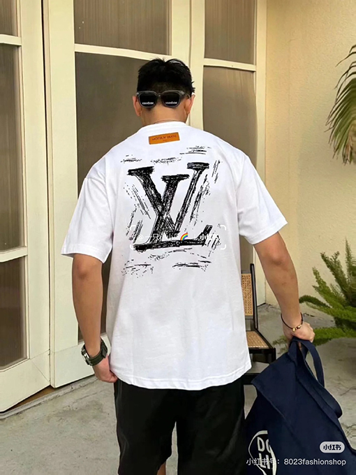 ルイヴィトン新しい文字プリントロゴ半袖Tシャツ
