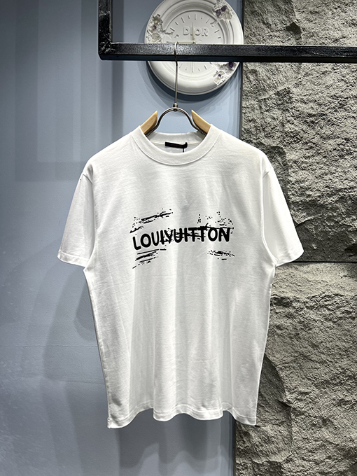 ルイヴィトン新しい文字プリントロゴ半袖Tシャツ