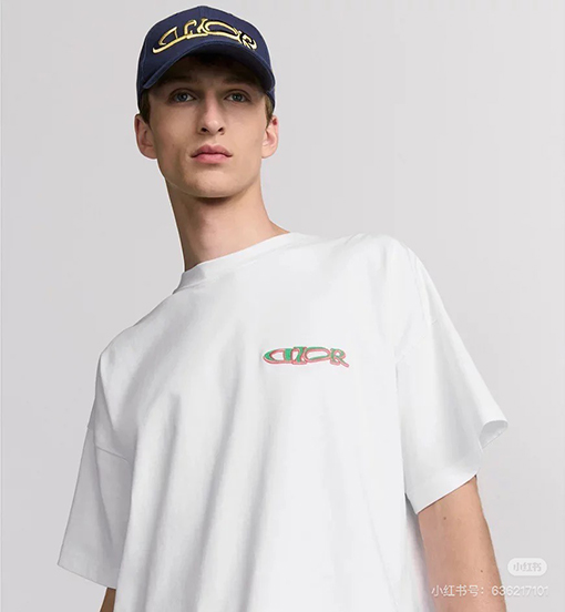 ディオール刺繍マイクロラベル半袖Tシャツ