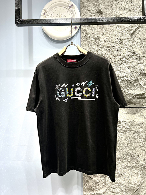 グッチ新しい花柄プリント文字半袖Tシャツ