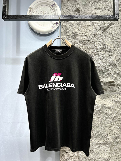 バレンシアガスーパーコピー新しいステッチプリントロゴ半袖Tシャツ