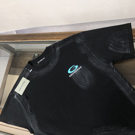 バレンシアガ新しい水洗いラウンドネック半袖Tシャツ