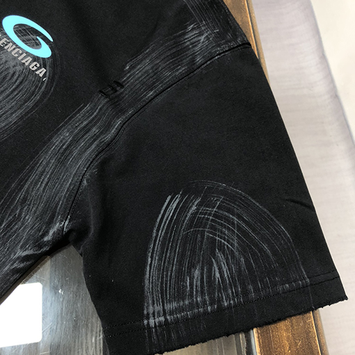 バレンシアガ新しい水洗いラウンドネック半袖Tシャツ