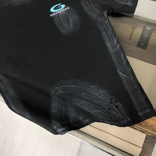 バレンシアガ新しい水洗いラウンドネック半袖Tシャツ