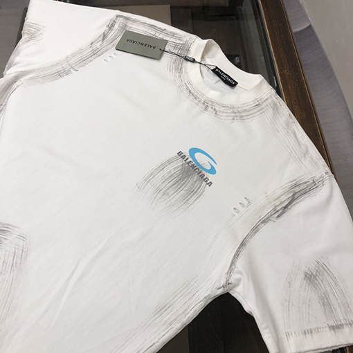 バレンシアガ新しい水洗いラウンドネック半袖Tシャツ
